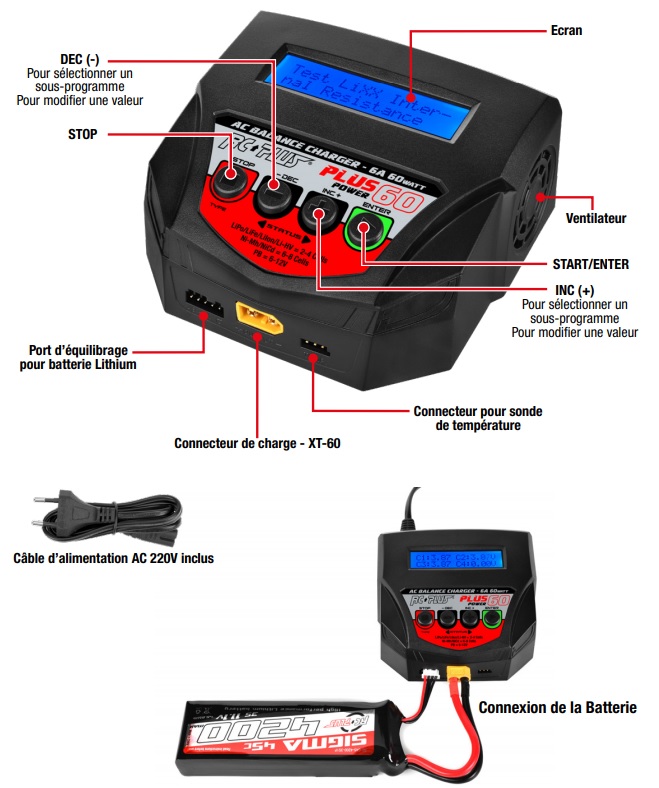 Lipo Chargeur/Déchargeur de Balance Digital avec Tension Buzzer